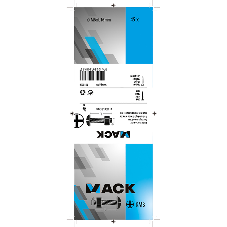 Load image into Gallery viewer, Mack 1018099 - kachelbout + moer staal verzinkt 45 st m6 x 16 mm | 5 stuks