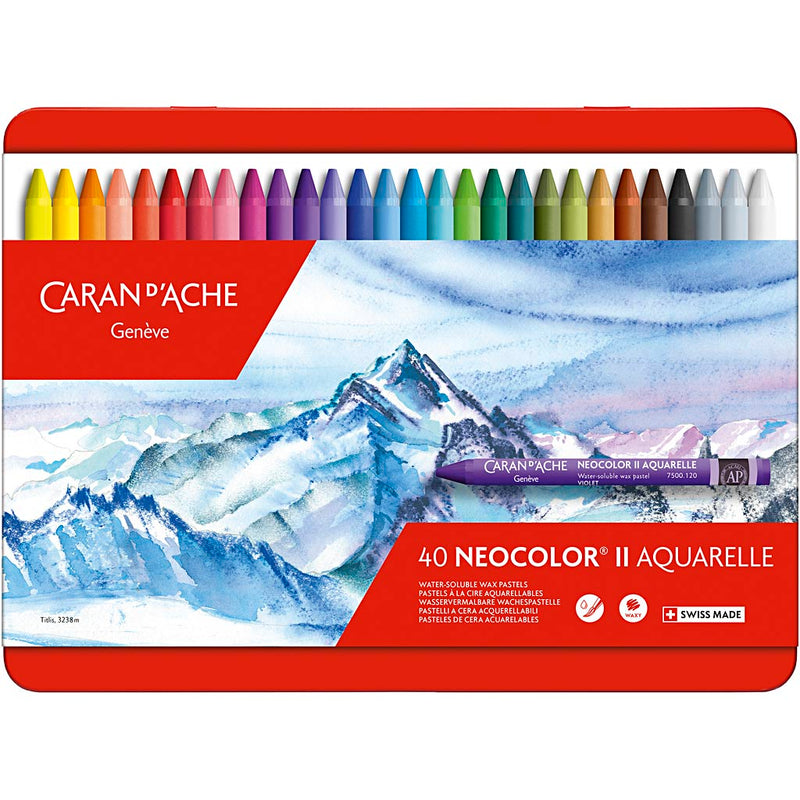 Load image into Gallery viewer, Http: www.cchobby.nl caran-d-ache-neocolor-ii-klassenset-l-10-cm-dikte-8-5-mm-diverse-kleuren-40-div-1-doos