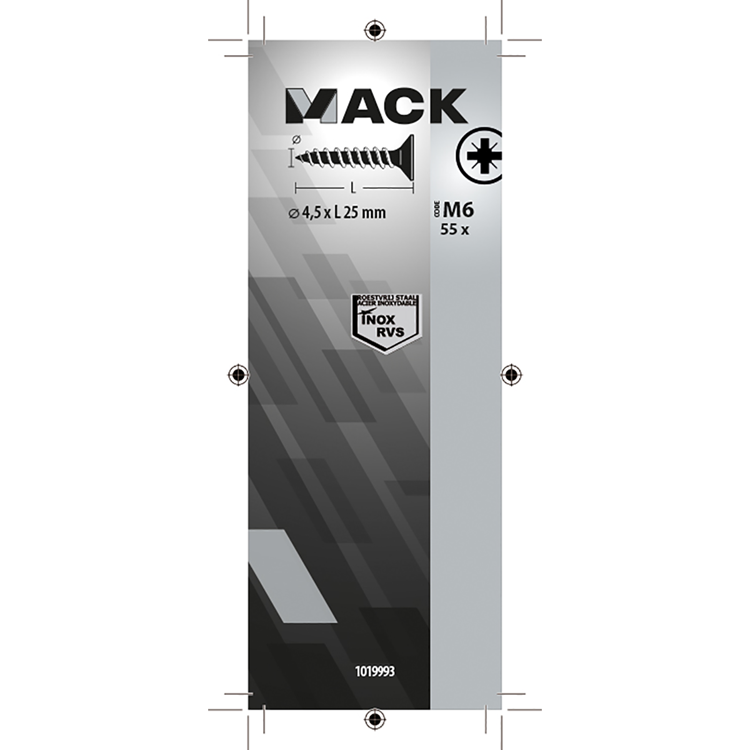 Load image into Gallery viewer, Mack 1019993 - spaanplaatschroef vz kop rvs 55 st 4,5 x 25 mm | 5 stuks