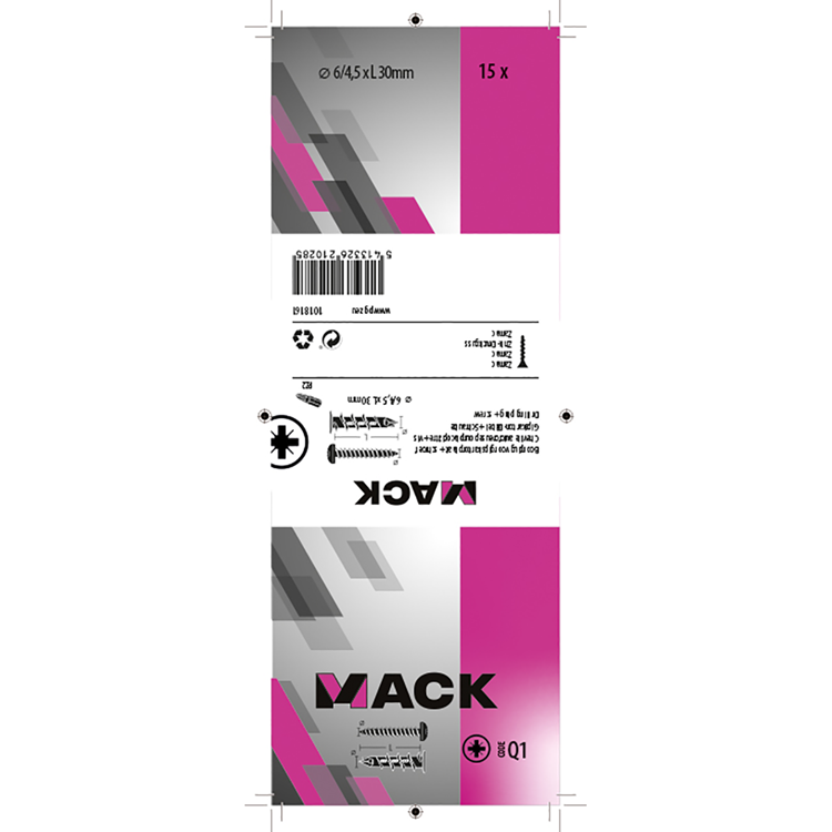 Load image into Gallery viewer, Mack 1018161 - boorplug vr gipskartplt + schr. zamac 15st 6 x 38 mm | 5 stuks
