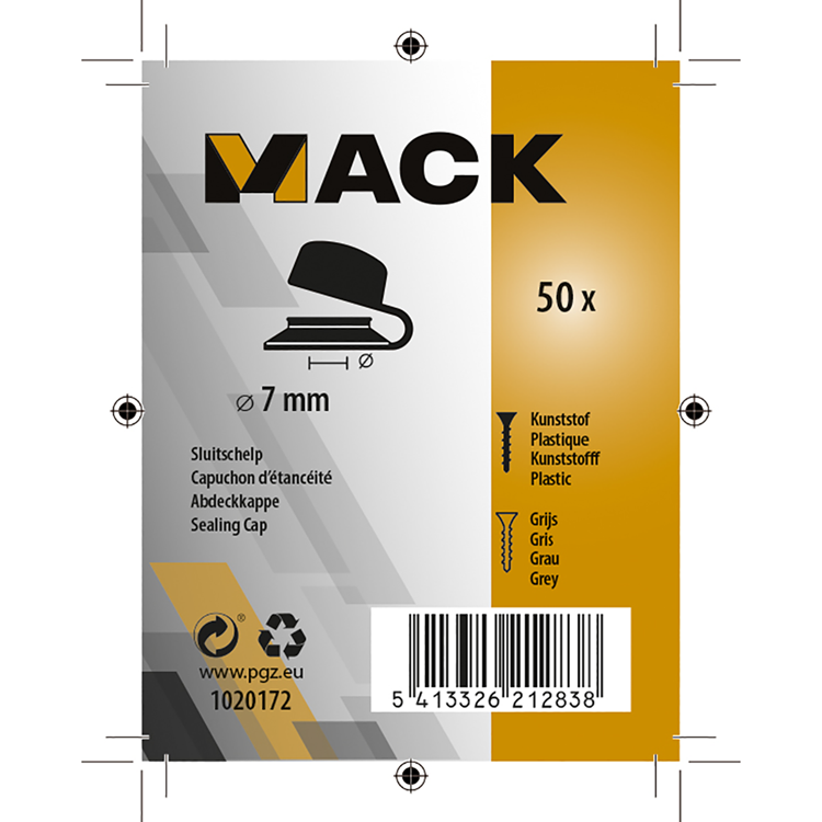 Load image into Gallery viewer, Mack 1020172 - sluitschelp grijs 50 st. 7mm | 5 stuks