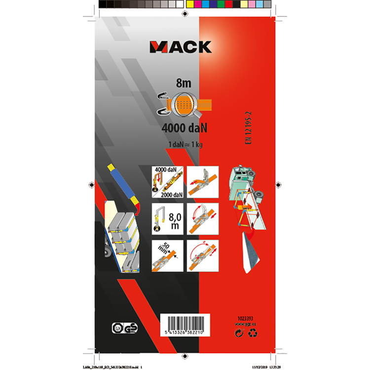 Load image into Gallery viewer, Mack 1023393 - spangordel pe, ratelspanner 2d50mm-8m max4000kg 2 klauwhaken | 5 stuks