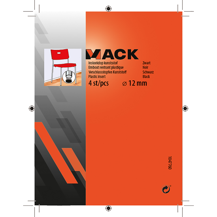 Load image into Gallery viewer, Mack 1047760 - insteekdop kunstsstof zwart ø 12 mm 4 st pcs | 6 stuks