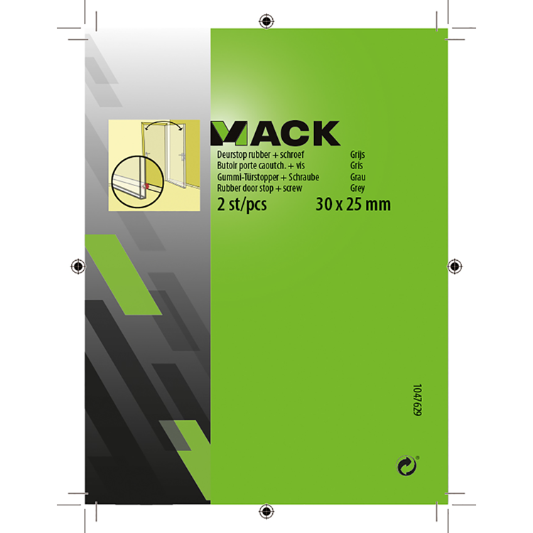 Load image into Gallery viewer, Mack 1047629 - deurstop rubber + schroef grijs 30 x 25 mm 2 st pcs | 6 stuks