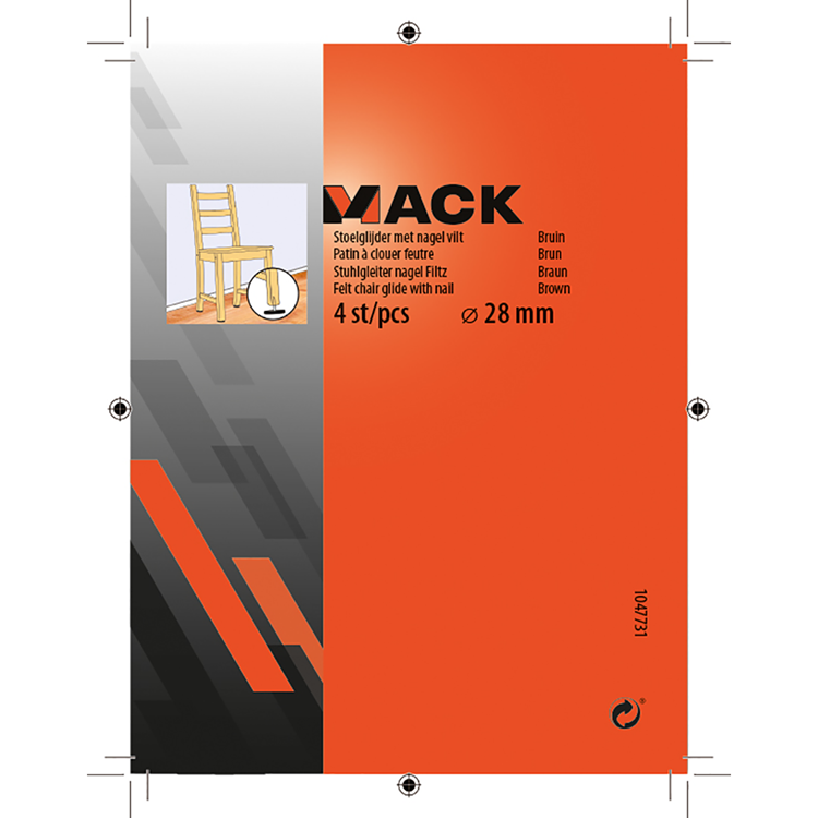 Load image into Gallery viewer, Mack 1047731 - stoelglijder met nagel vilt bruin ø 28 mm 4 st pcs | 6 stuks