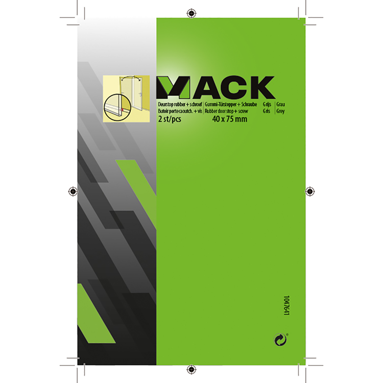 Load image into Gallery viewer, Mack 1047641 - deurstop rubber + schroef grijs 40 x 75 mm 2 st pcs | 6 stuks