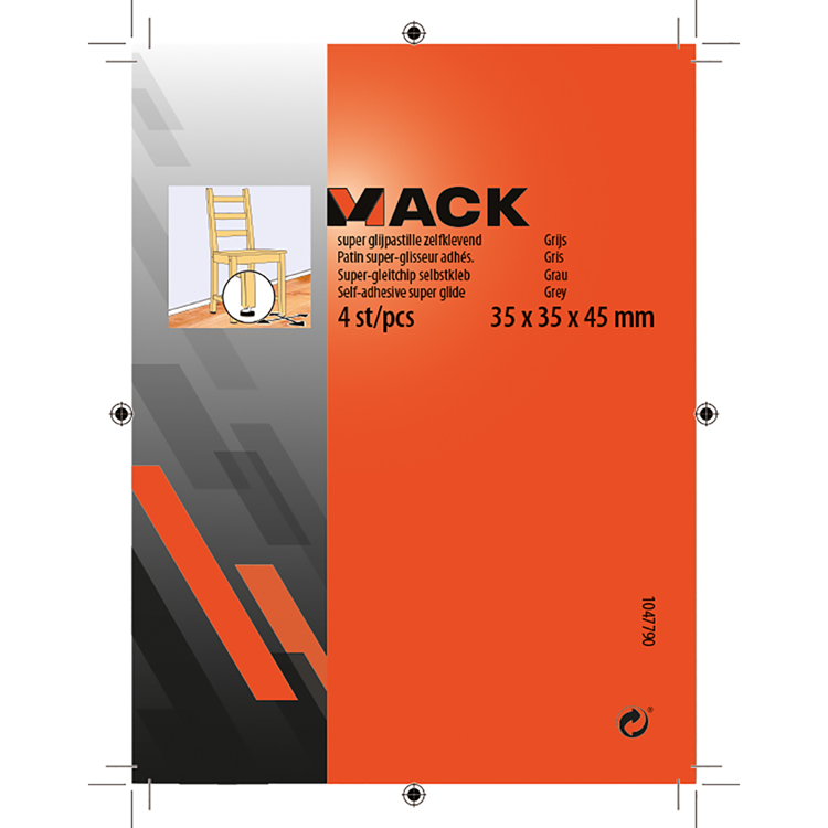 Load image into Gallery viewer, Mack 1047790 - super glijpastille zelfklevendgrijs 35x35x45 mm 4 st pcs | 12 stuks