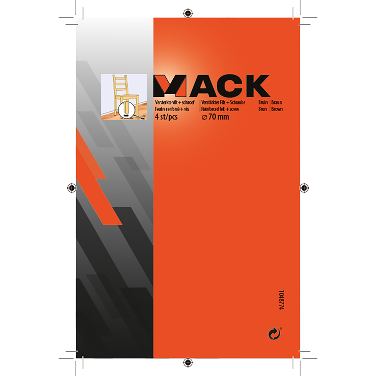 Load image into Gallery viewer, Mack 1048774 - versterkte vilt + schroef bruin ø 70 mm 4 st pcs | 6 stuks