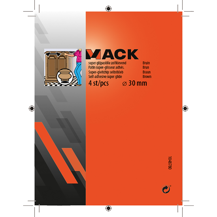 Load image into Gallery viewer, Mack 1048780 - super glijpastille zelfklevendbruin ø 30 mm 4 st pcs | 12 stuks