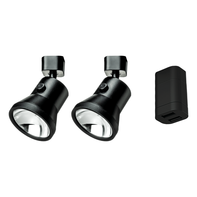 Afbeelding laden in galerijviewer, Starterset - 2x lanciano spotlight zwart groot + dubbele usb-a aansluiting