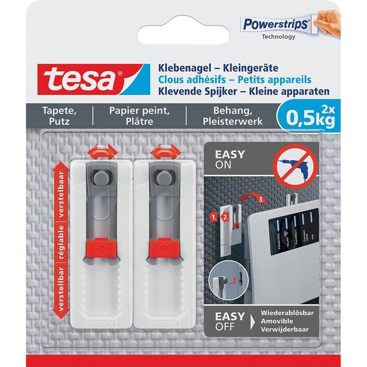 Load image into Gallery viewer, Tesa verstelbare nagel behang pleister in hoogte en breedte verstelbaar – 0,5 kg spijker