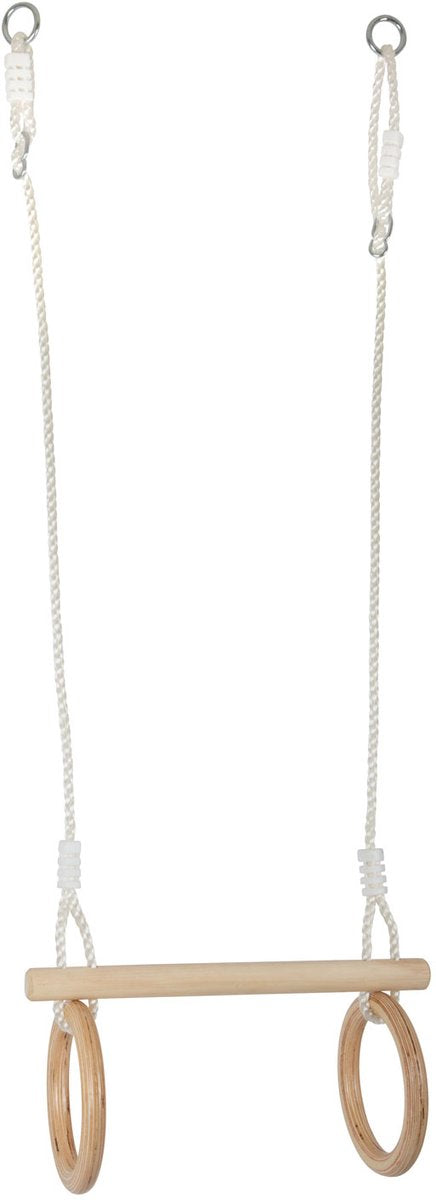 Load image into Gallery viewer, Small foot - houten trapeze met gymnastiekringen, 100cm