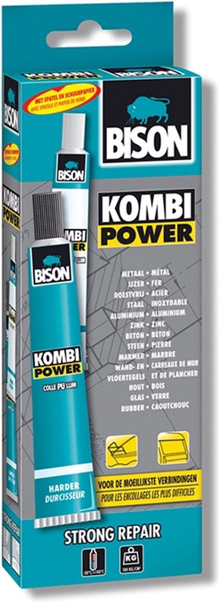 Afbeelding laden in galerijviewer, Bison kombi power vouwdoos 65 ml, temperatuurbestendig van -30°c en +100°c, voor de moeilijkste verbindingen, (zeewater)bestendig, sterkte van 180kg per cm2