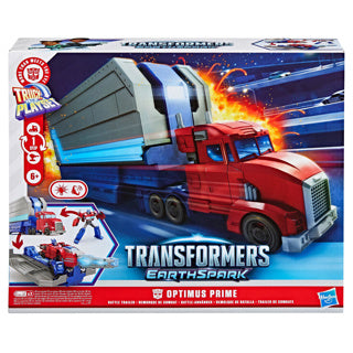 Load image into Gallery viewer, Hasbro transformers speelgoed earthspark optimus prime battle trailer robot.