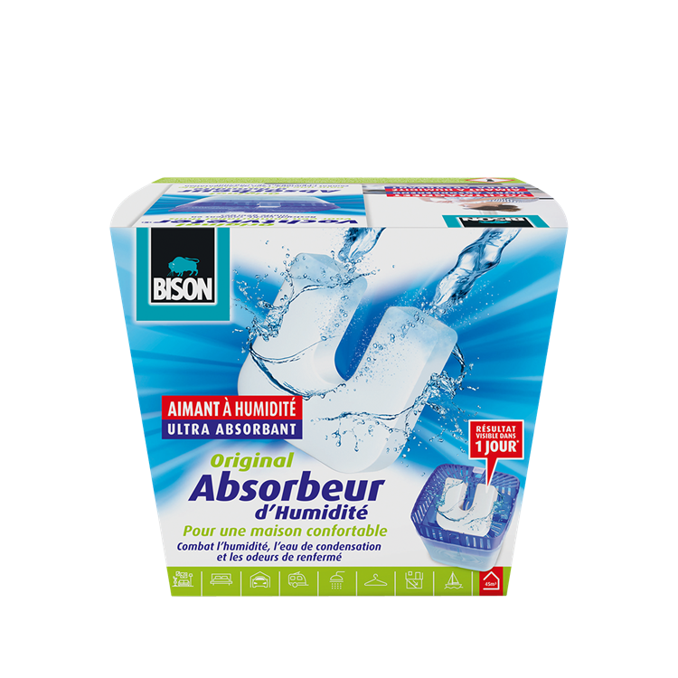 Afbeelding laden in galerijviewer, Bison vochtvreter® original, luchtontvochtiger, bestrijdt vocht en schimmel in woonruimtes, uniek luchtcirculatiesysteem, 450 g, wit, ook geschikt voor caravans en campers