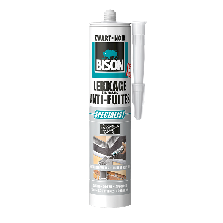 Load image into Gallery viewer, Bison lekkagekit zwart koker 300 ml, elastische afdichtingskit, waterdichte reparaties, voegen en scheuren op en rondom het dak, makkelijk aan te brengen kit
