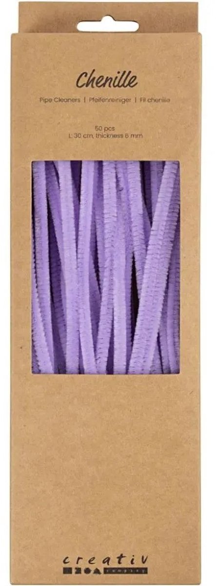 Afbeelding laden in galerijviewer, Creativ company chenille 6mm x 30cm paars - 50st.