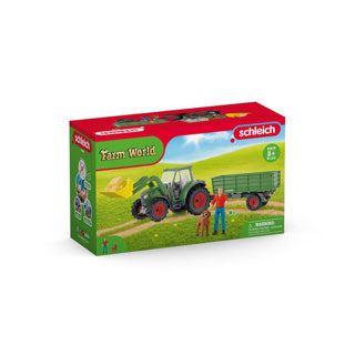 Load image into Gallery viewer, Schleich farm world tractor met aanhanger 42608