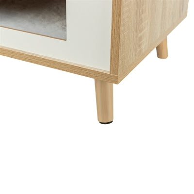 Load image into Gallery viewer, Trixie kattenmand huis isa houtlook lichtbruin wit