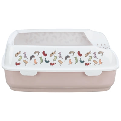 Load image into Gallery viewer, Trixie kattenbak delio met rand bedrukt lichtroze wit