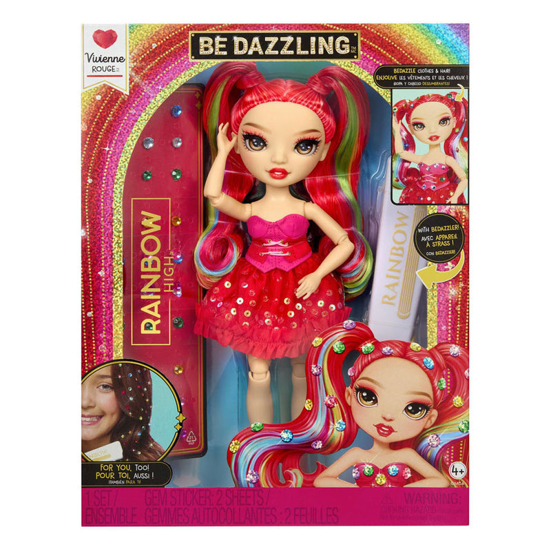 Load image into Gallery viewer, Rainbow high be dazzling-modepoppen - vivienne rouge (rood) met bedazzle-tool en glinsterende strass-steentjes