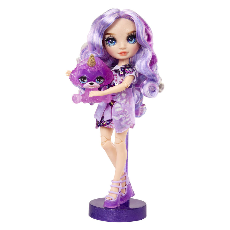 Load image into Gallery viewer, Rainbow high klassieke modepop - 28 cm - violet (paars) - met slijmset en diertje