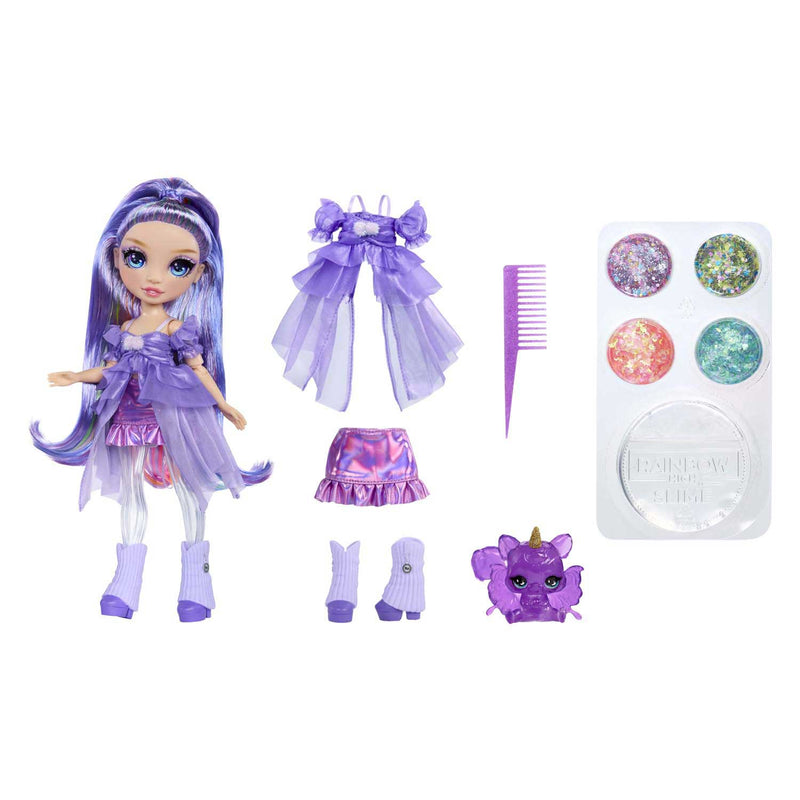 Load image into Gallery viewer, Rainbow high shimmers met slijm-modepop - violet (paars)