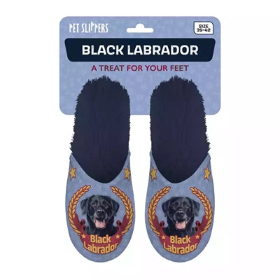 Load image into Gallery viewer, Pantoffel black labrador donkerblauw