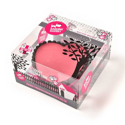 Load image into Gallery viewer, The barking bakery yoghurt topped pawty cake roze hart met kaars