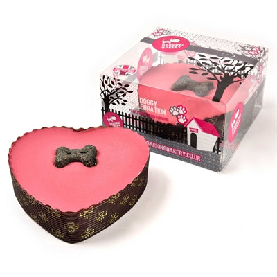 Load image into Gallery viewer, The barking bakery yoghurt topped pawty cake roze hart met kaars
