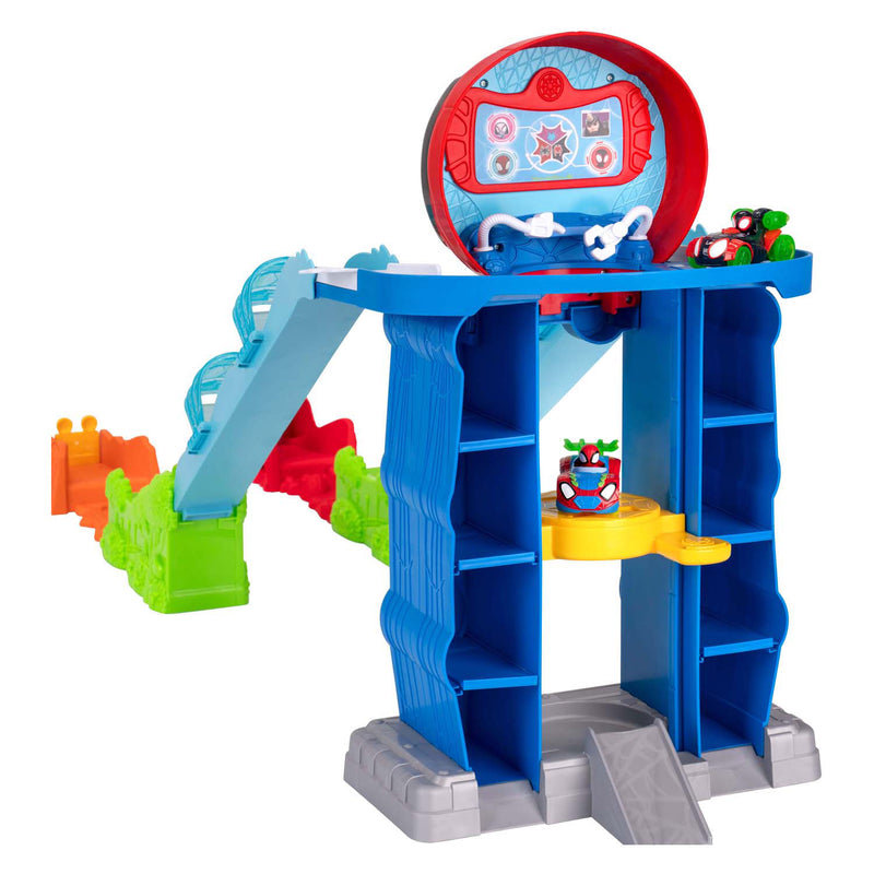 Load image into Gallery viewer, Jazwares spidey mega jump hoofdkwartier racebaan