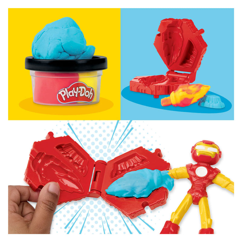 Load image into Gallery viewer, Play-doh marvel iron man blast launcher - 2 kleipotjes