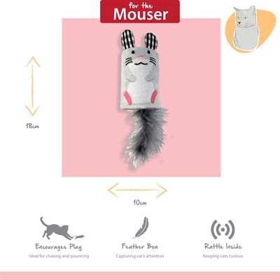 Load image into Gallery viewer, Happy pet tabby patch muis ratel en roller grijs