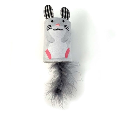 Load image into Gallery viewer, Happy pet tabby patch muis ratel en roller grijs