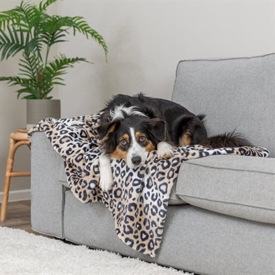 Load image into Gallery viewer, Trixie hondendeken leo softpluche panterprint creme