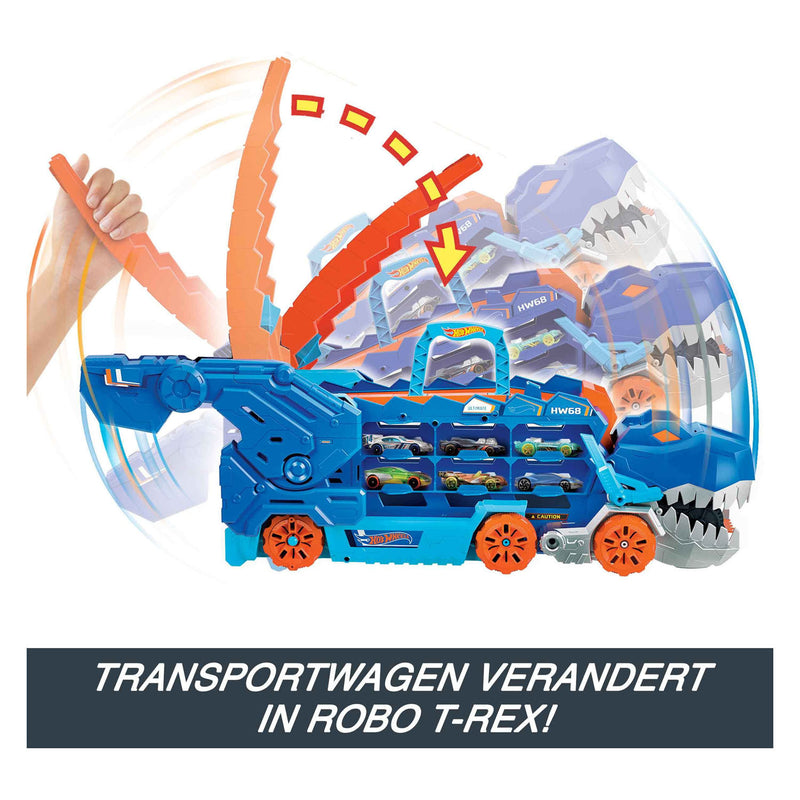 Load image into Gallery viewer, Mattel hot wheels city ultimate t-rex transporter speelset