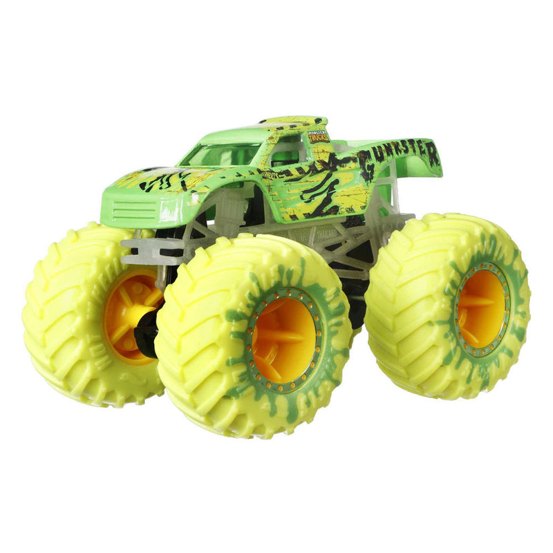 Load image into Gallery viewer, Hot wheels monster trucks set met 10 speelgoedvoertuigen die licht geven in het donker