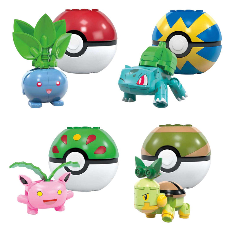 Load image into Gallery viewer, Mega bloks mega construx pokémon bouwset - bulbasaur, turtwig, hoppip en oddish