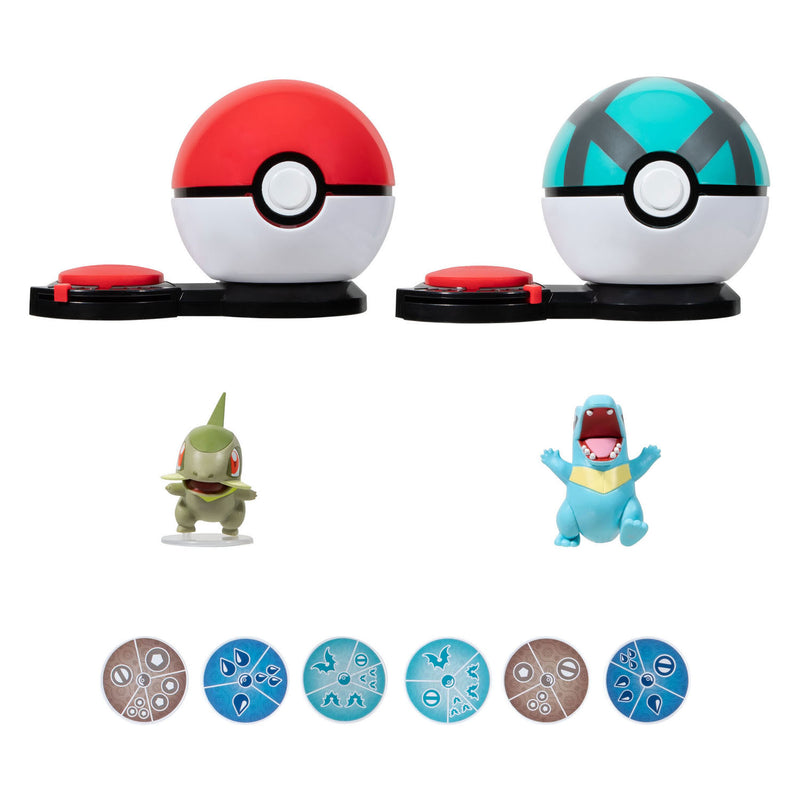 Load image into Gallery viewer, Boti pokémon surprise attack game speelset - axew poke ball vs totodile net ball