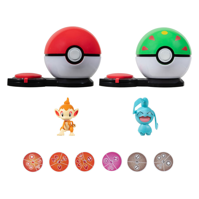 Afbeelding laden in galerijviewer, Boti pokémon surprise attack game speelset - chimchar poke ball vs wynaut friend ball