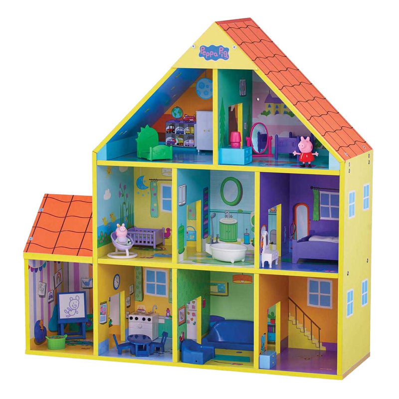 Load image into Gallery viewer, Gear2play peppa pig houten poppenhuis met 9 kamers