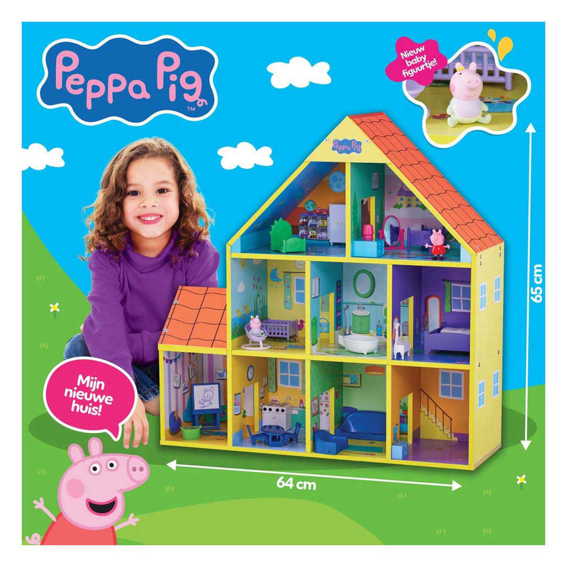 Load image into Gallery viewer, Gear2play peppa pig houten poppenhuis met 9 kamers