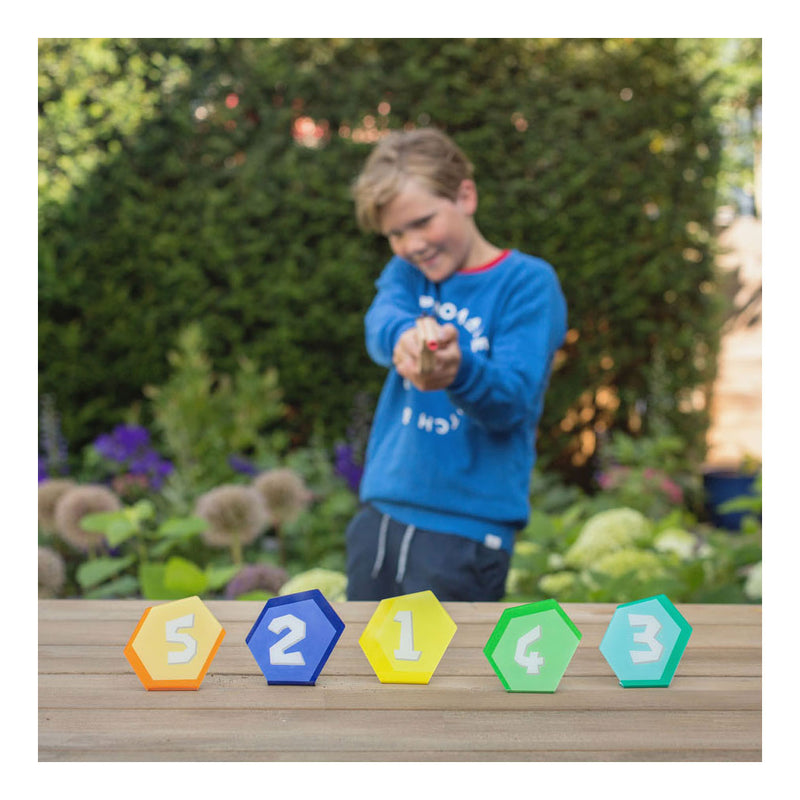 Load image into Gallery viewer, Bs toys schiet 'm! elastiekpistool - hout - coördinatiespel - vanaf 6 jaar - 5 targets