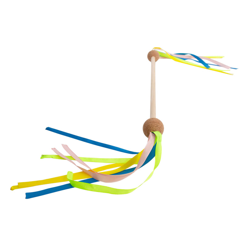 Load image into Gallery viewer, Bs toys twirlstok - majorette stok - baton - houten speelgoed met linten - dansen en bewegen - cadeau kind- vanaf 4 jaar