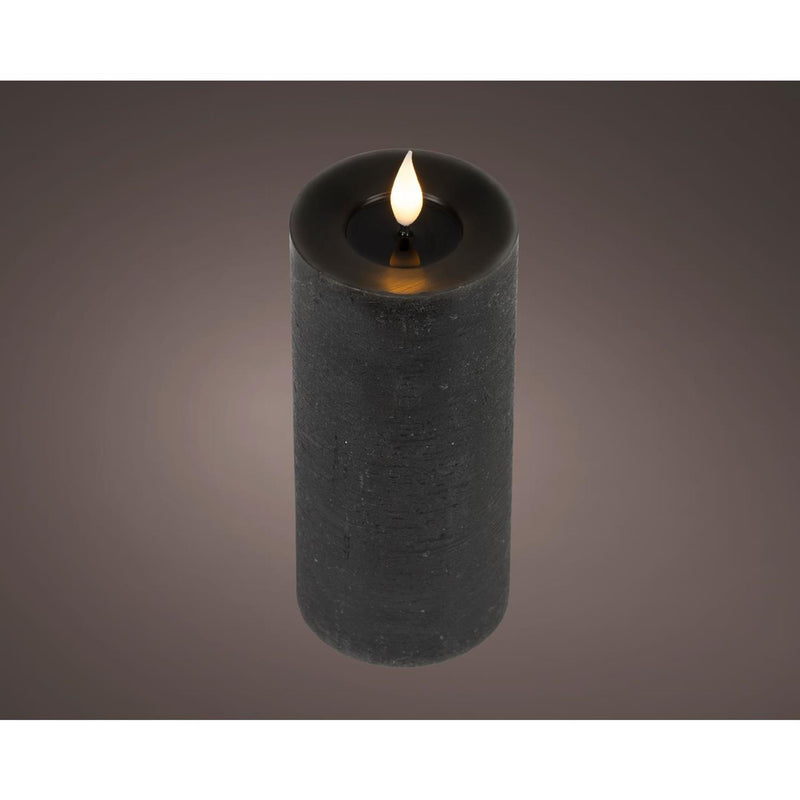 Load image into Gallery viewer, Lumineo realistische led kaars met wax pit en vlam effect ã˜7.5x20cm zwart met 6uur timer werkt op batterij