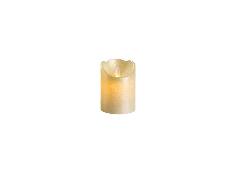 Load image into Gallery viewer, Lumineo led kaars wax -met vlam die heen en weer beweegt- 10 cm.op batterij met 6 uurs timer. kleur: off white, glanzend, warm wit l