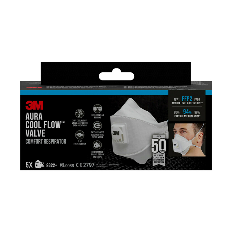 Afbeelding laden in galerijviewer, 3m 1062200 - aura fijnst.masker handsch.9332pro5, ffp2 ventiel, 5 pk | 1 stuks