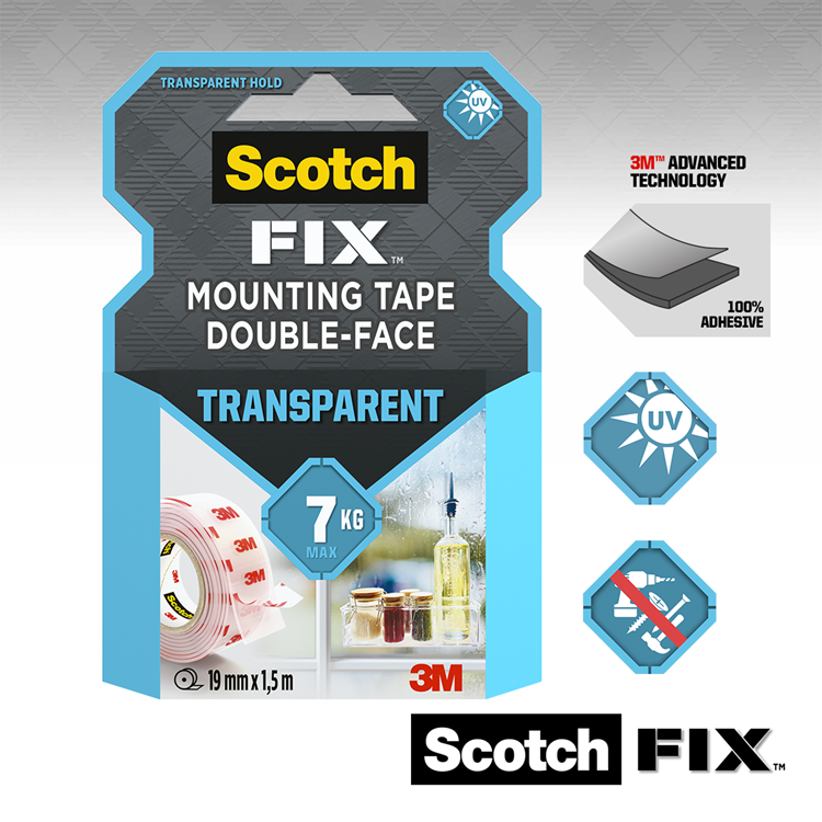 Load image into Gallery viewer, 3m 1071432 - scotch-fix™ transparante montage tape 19mmx5m, 1 rol pa | 12 stuks