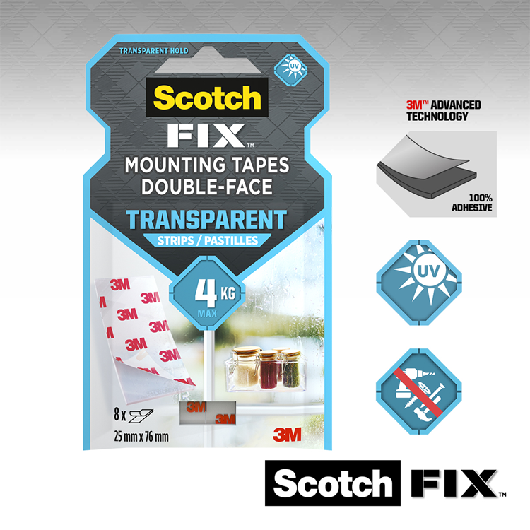 Afbeelding laden in galerijviewer, 3m 1071425 - scotch-fix™ transp montage strips 25mmx76mm, 8 strips pk | 16 stuks