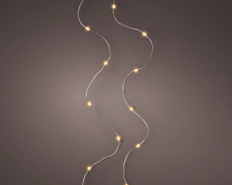 Afbeelding laden in galerijviewer, Lumineo micro led stringlights 60 lamps classic warmwit op batterij met timer 295cm
